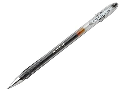 Pilot G1 07 Lot de 12 Stylo à bille Pointe moyenne Encre gel Noire Corps plastique et capuchon