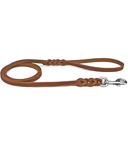 Guiding Star Hundeleine Aus Leder Mit Doppeltem Griff - 1,8 M, Geflochten, Mit Verkehrsgriff, Braun