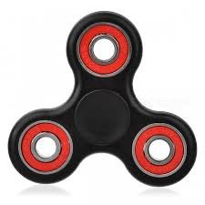 Fidget Hand Spinner - Stress Reducer, Stress Relief, Autism - BLACK WITH RED RINGS