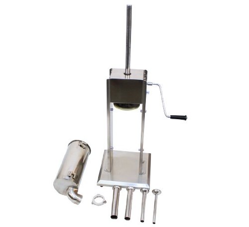 RICOO Wurstfüller RWH-05 Wurstfüllmaschine Wurstmaschine Wurstfüllgerät Handwurstfüller *5Liter Fassungsvermögen + 2-Gang Getriebe + inkl 4 Füllrohre + Material V2A Edelstahl + inkl 2 Ersatzdichtungen - 4