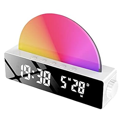 Sanon Alarm Clock, Sunrise Bedside Led Digital Alarm Clock Wake Up Light For Adults, White