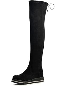 topschuhe24 1254 Damen Overknee Stiefel Plateau Derby