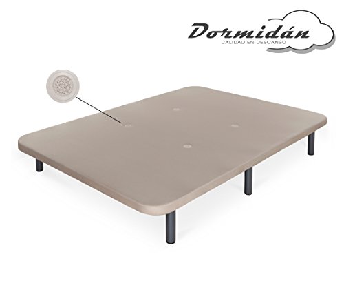 Dormidán - Base tapizada con Tejido 3D y válvulas de aireación + 6 Patas Acero 30cm, Refuerzo Central, Medida 135x200cm