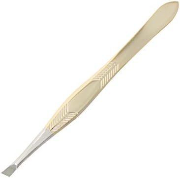 Precision Eyebrow Tweezers Stainless Steel Professional Fine Tweezers Angled Slant Tip Makeup Masters - Golden