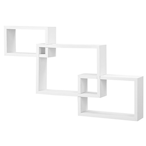 Finether 3er Set Wandregal Schweberegal Wand-Würfelregal Design Cube Regal Hängeregal Regalwürfel Wandablage aus MDF-Holz für Ablage von CD DVD Fotorahmen Deko in Lounge Wohnzimmer unsichtbare Wandmontage würfel schwebend weiß