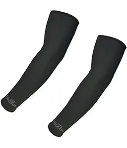 Aadishwar Creations HGM232Aadishwar Creation Fingerless Hicool Black Sleeves for Bike Riding