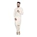 Sojanya (Since 1958), Fawn color, Pathani Kurta Salwar with thread embroidery on neck, Cotton Blend RS.899.00