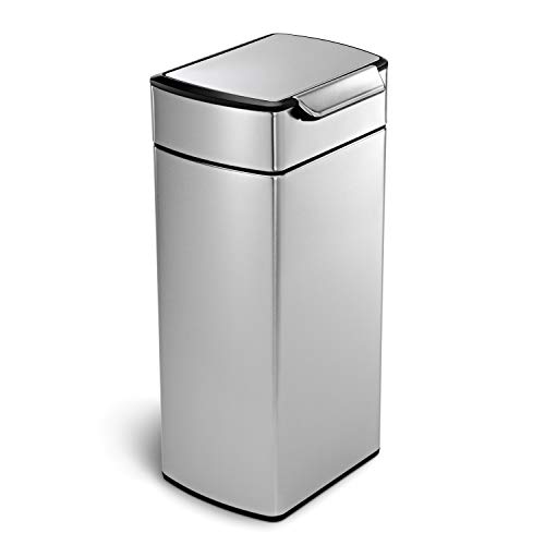 Simplehuman - Poubelle rectangulaire à Touch-Bar 30L Acier Inoxydable Anti-Traces brossé CW2015