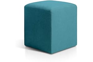 SUEÑOS ZZZ Puff reposapiés Otto otomana tapizada en Tela Antimanchas Color Turquesa