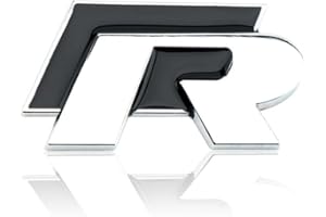 SANTUO 3D Metal Logo Decals Car Trunk Rear Sticker - Black VW Badge Logo Plate for Passat Golf R, Front Grille Bumper Emblem, Auto Accessories Car Logo Stickers for Exterior Styling