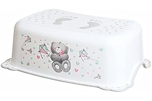 buyonlineforbaby Lightweight Safety Step Height Stool for Baby Kids Toddler for Potty Training Toilet Kitchen Bathroom with Anti-Slip (White Bear), M