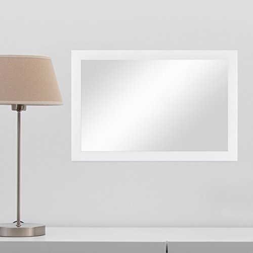 Wand-Spiegel 48×68 cm im Holzrahmen Schlicht Modern Weiss / Spiegelfläche 40×60 cm - 4