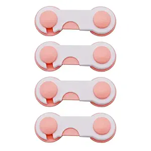 SYGA 4 Pcs Baby Safety Locks | Child Proof Cabinets, Drawers, Appliances, Toilet Seat, Fridge and Oven | Tools Not Required | Uses Dual Adhesive Tape and Latch System (Pink)