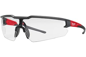 Milwaukee Occhiali protettivi trasparenti antigraffio e anti-appannamento, taglia unica, Rosso 4932478763