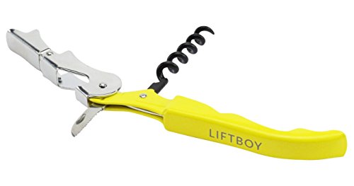 Liftboy Kellnermesser mit Doppelhebel in Gelb – Korkenzieher, Wein-Messer, Flaschenöffner, Kellner-Besteck mit Kapsel-schneider – Flaschen leicht Öffnen mit Sommeliermesser - 5