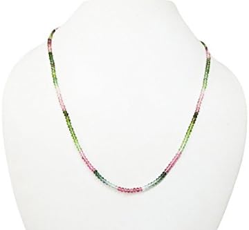 Watermelon Tourmaline Rondelle Beads Necklace Strand with 925 Silver findings 16" Handmade jewelry