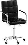 Yaheetech Chaise de Bureau Fauteuil Ordinateur Chambre à roulettes Siège Simili Cuir Pivotant Réglable Capacité Max.120kg avec Dossier Accoudoir Noir