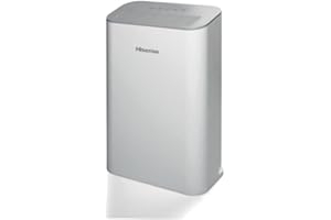 Hisense AP220H Oczyszczacz powietrza, usuwanie pyłków i sierści zwierząt, klasa A, poziom hałasu <58 dB(A), filtr HEPA (H 11) + filtr węgla aktywnego, super cichy, jonizaotre