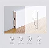 Precio por barra. Rodapiés de MDF blanco lacado - Modelo LACC 1 - Barra de 200 cm - Grosor 1,6 cm