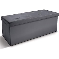 ProBache - Banc coffre rangement PVC gris 100x38x38 cm pliable