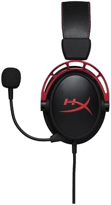 HyperX Cloud Alpha, Cuffie da Gaming con Jack Audio da 3,5 mm, Comandi sul Cavo, Telaio in Alluminio, Cuscinetti in Memory Foam Rivestiti in Similpelle, Adatto per PS4, Xbox e PC, Nero/Rosso