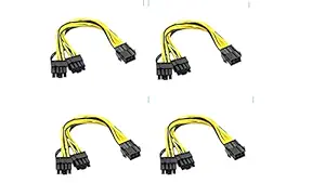 Hi-Lite Essentials [Pack of 4] PCI-E 6pin Female to Dual 8pin (6+2pin) Male Splitter Y Cable Video Card GPU Power Cable