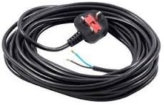 Vacuum Cleaner 2 Core Cable In Black 10 Meters With a 13amp Moulded Plug Suitable For Rewind Vacuum Cleaners