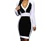 Bling-Bling Womens Black Black Color Block Long Sleeve Midi Dress Size L