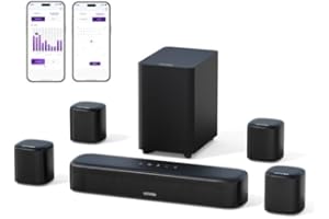 ULTIMEA Soundbar 7.1ch per TV, Sistema Audio Surround per Home Cinema, 4 Altoparlanti Surround, Subwoofer da 4", Controllo Tramite App, Equalizzatore Regolabile, Bluetooth 5.3, Aura A40