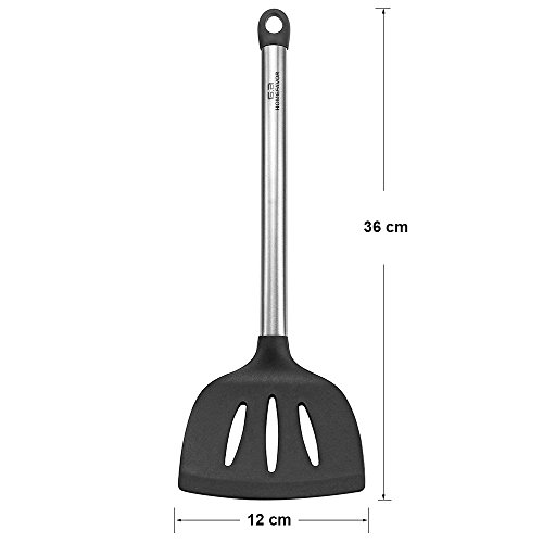 GA Homefavor Pfannenwender Wender aus Edelstahl und Silikon Küchenutensilien, Schwarz - 5
