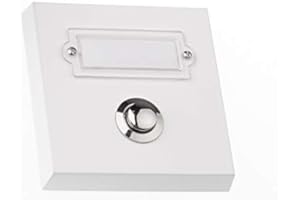 HUBER natynkowy przycisk dzwonka, 1-krotny, wykonany z prawdziwego metalu, z tabliczką na nazwisko, natynkowy dzwonek do drzwi, dzwonek, biały