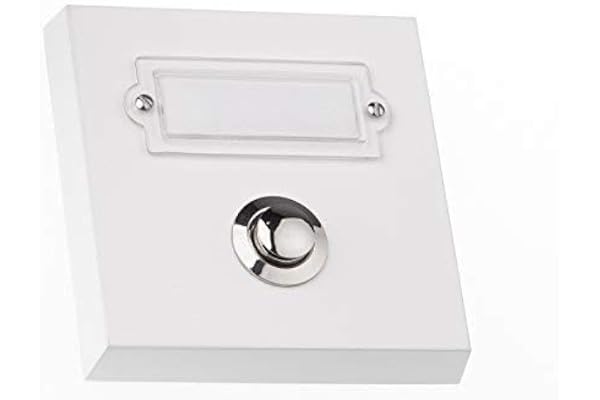 HUBER bouton de sonnette en métal - bouton de sonnette avec plaque signalétique - bouton de sonnette I en laiton chromé - bouton-poussoir