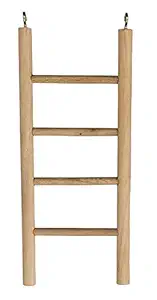 KSK 4 Stairs Fun Natural Wooden Ladder Toy for Training, with Hooks, Designed for Birds, Parrot, Budgies and Other Small, Medium .