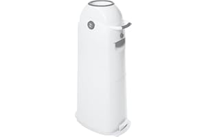 DIAPER CHAMP Large - geruchsdicht - OHNE Nachfüllkassetten - Einhandbedienung - funktioniert mit normalen herkömmlichen Tüten/Müllbeutel - für ca. 75 Windeln - weiß/silber