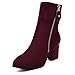 Produktbild BeatinToes Damen Herbst Winter Thermisch Wasserdicht Wasserdicht Pu Martin Stiefel Schuhe High-Heeled Shoes Einfarbigen Kurzen Stiefeln, Claret, 34