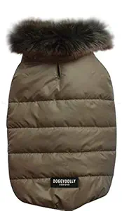 DOGGYDOLLY Polyester & Fleece Brown Waterproof Warm Winter Jacket for Big Sized Dogs