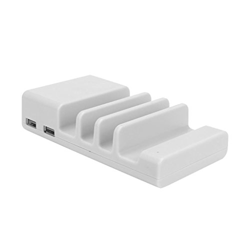 Ghisa Power 4Â Port USB Charging Dock, Universal Desktop Tablet & Smartphone Multi-Device Hub Caricabatterie Docking Station Organizer per iPhone, iPad, Galaxy, Tablets [Charge 4Â Compresse su una volta]