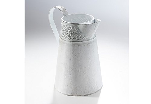 Deko-Kanne mit Prägemuster in weiß - Höhe 23 cm