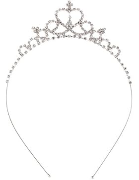 Aulei Mädchen Haarreif Krone Strass Hochzeit Haarschmuck Diademe Tiara Elegant Silber