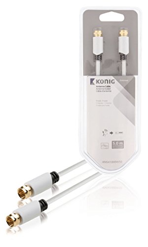 Preisvergleich Produktbild König KNS41000W50 Antennenkabel, F-Stecker, 5 m weiß