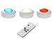 Price comparison product image LED Spots Cabinet Puck Color and warmwhite Light Wireless Closet Light Kitchen 3 Pack incl. Batteries/Remote Control/Mounting Parts