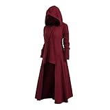 ✿ Gotische Kappe der Frauen Asymmetrischer Saum Mit Kapuze Kleid Damen Vintage Lange Pullover Mantel Swing Dress