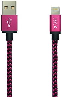 iPhone Cable 2m / 6.6ft JSCA Nylon Braided Lightning Cable/ iPhone Charger Cable for iPhone 6 / 6s / 6 plus / 6s plus / 5 / 5s / 5c / SE / 7 / 7 plus - 2 m (6.6ft) - RED