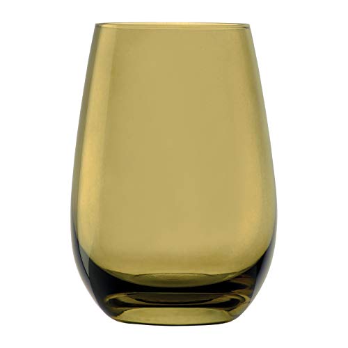 Stölzle LausitzElements 465 ml Set of 6, Dishwasher Safe, Coloured Drinking Cup, Glass, olive