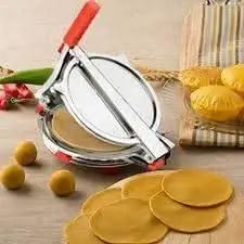 Manual Stainless Steel Puri poori Maker Press Machine with PRE Fitted Handle, Large for Kitchen Nearly 6 inches Working Diameter