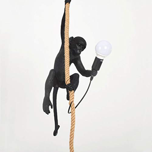 Preisvergleich Produktbild Kronleuchter Affenlampe Kronleuchter Persönlichkeit Kreative Tier Kronleuchter Hanfseil Kronleuchter (Color : Black)