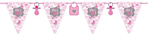 Wimpelkette * IT'S A GIRL * für eine Baby-Party zur Geburt von einem Mädchen // Party Girlande Flag Banner Motto Nachwuchs Eltern Storch rosa Kind Kinder Geburtstag