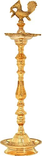 india4you Brass Puja Eternal Annam Lamp, Yellow, 8" x 8" x 24"