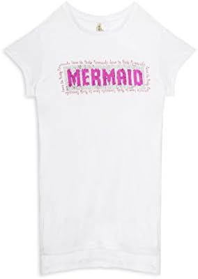 Girls Mermaid Sequin T Shirt 2 Way Design Age 7-13 (Girls Age 11-12, White)