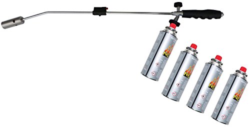 Unkrautbrenner mit Zündung + 4 stk Druckgasdosen Abflammgerät Unkrautvertilger